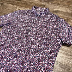 Mizzen+Main Shirt Men's XL Short Sleeve Button up Trim Fit Performance Wicking